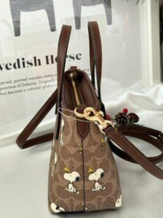 NWT Coach X Peanuts City Mini Tote Bag In Signature Canvas with snoopy‎ print main image 5